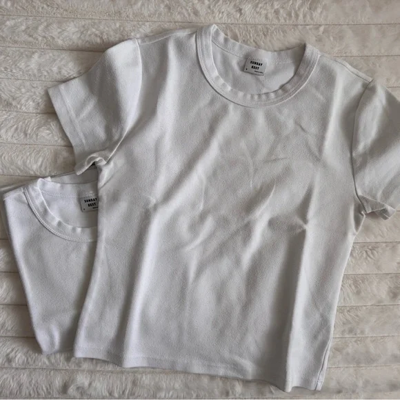 ARITZIA Sunday Best White Cropped Crewneck Tee Duo - Picture 2 of 2